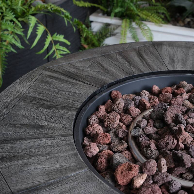 36 in. W x 36 in. D x 25 in. H Round Propane Gas Burning Outdoor Fire Pit in Wood