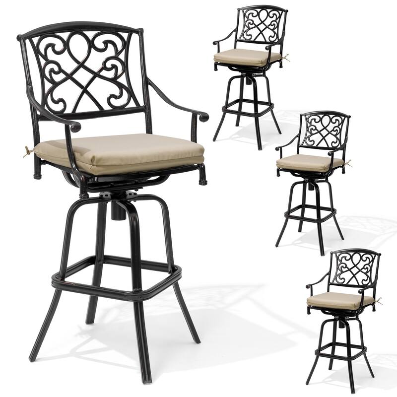 Crestlive Outdoor Patio Bar Height Swivel Bar Stool with Sunbrella Cushion