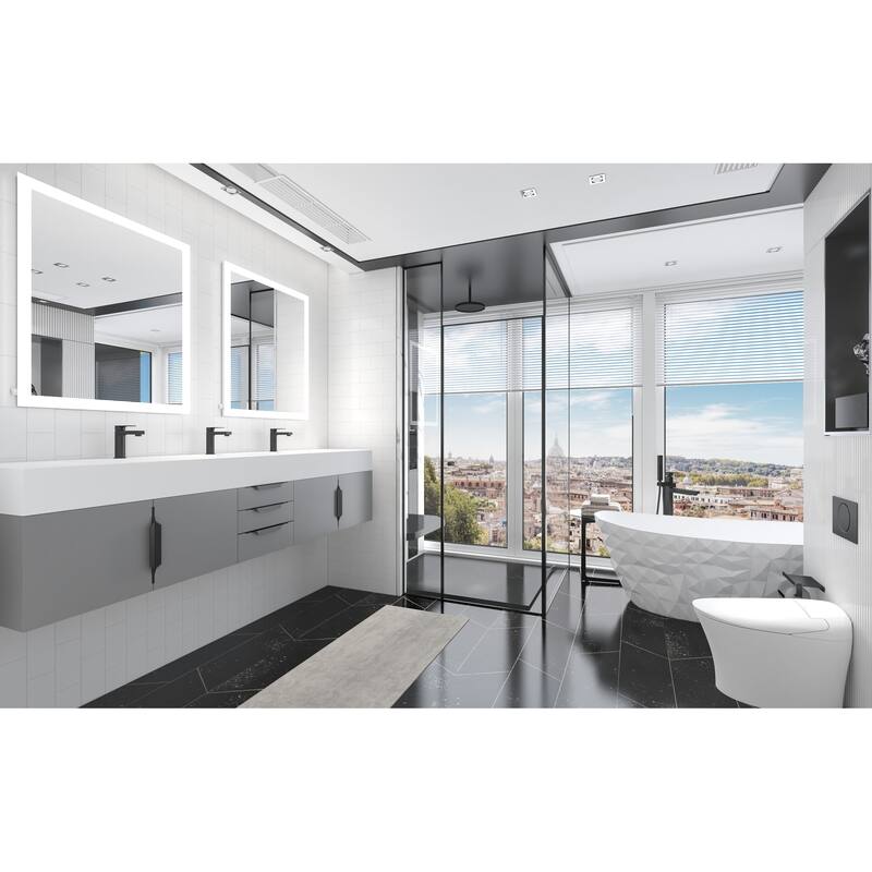 Nile 84" Wall Mounted Bathroom Vanity Set w/ White Top