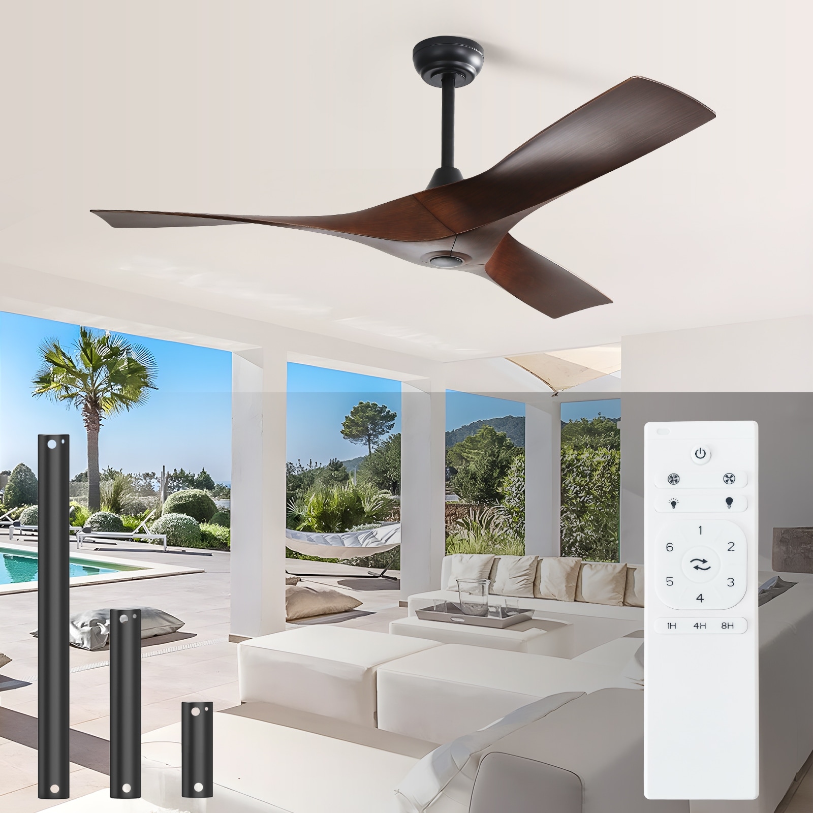 Sofucor 52'' Low Profile Ceiling Fan with Remote Control No Light Outdoor/Indoor Farmhouse Bedroom - 52 Inch
