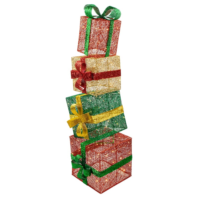 53" LED Lighted Stacked Christmas Gifts Outdoor Decoration