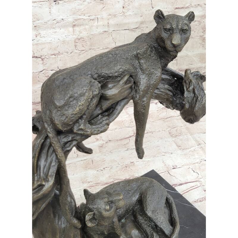 Cheetah Family Bronze Statue Sculpture Safari African Art Signed Original Art 14 Inches X 10.5 Inches