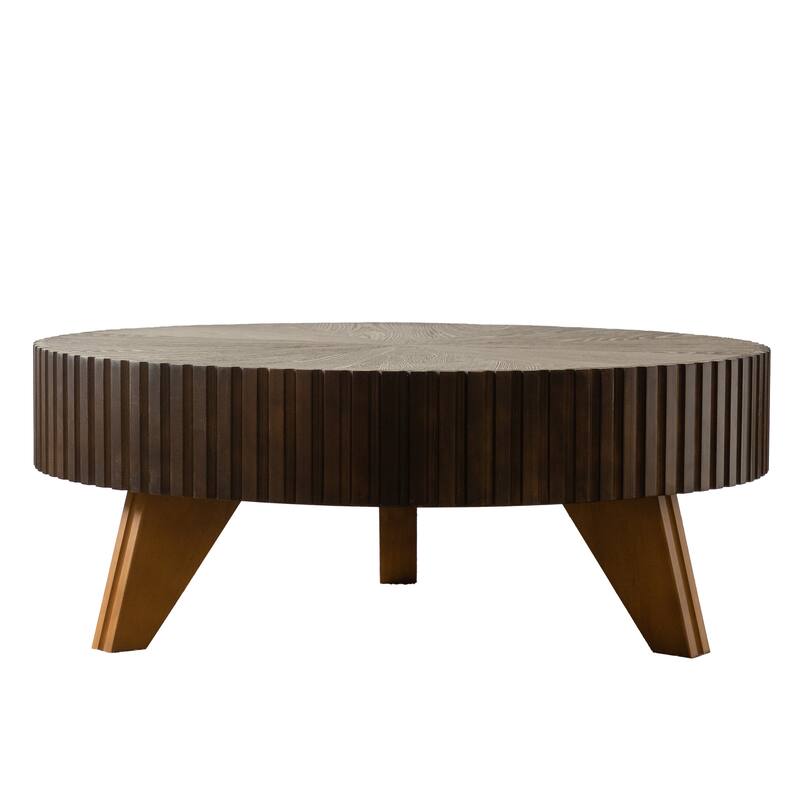 35.4-Inch Round Coffee Table for Living Room, Center Cocktail Table with Sturdy Wooden Legs for Home Decor