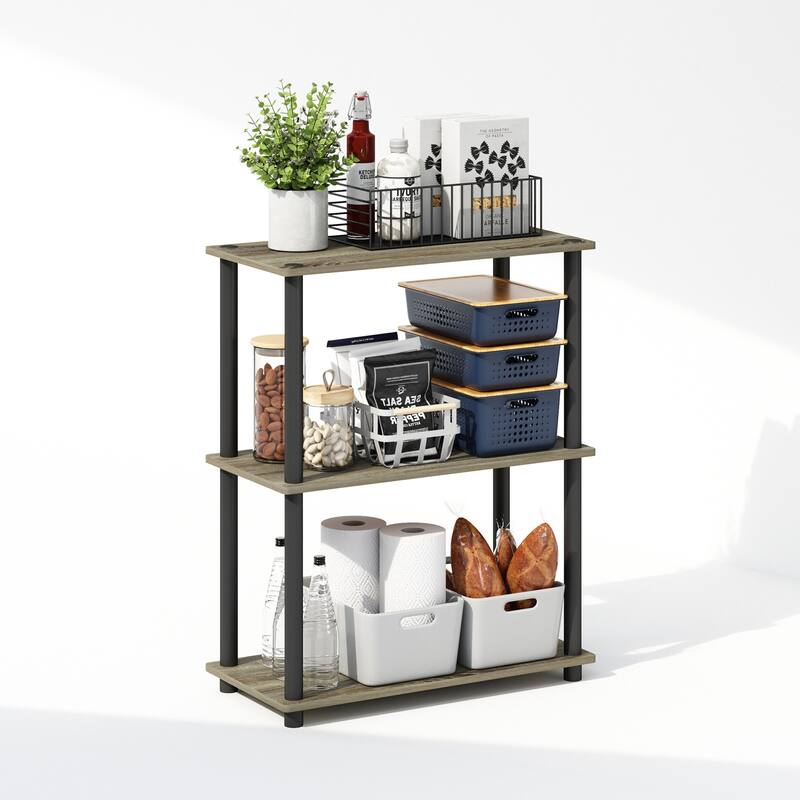 23.6 in. Tall Black Wood 3-Shelf Bookcase