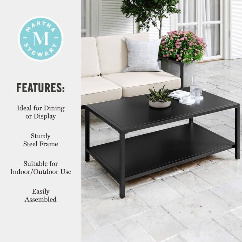 Martha Stewart All-Weather Steel Patio Outdoor Coffee Table - 26"W x 43.25"D x 18"H