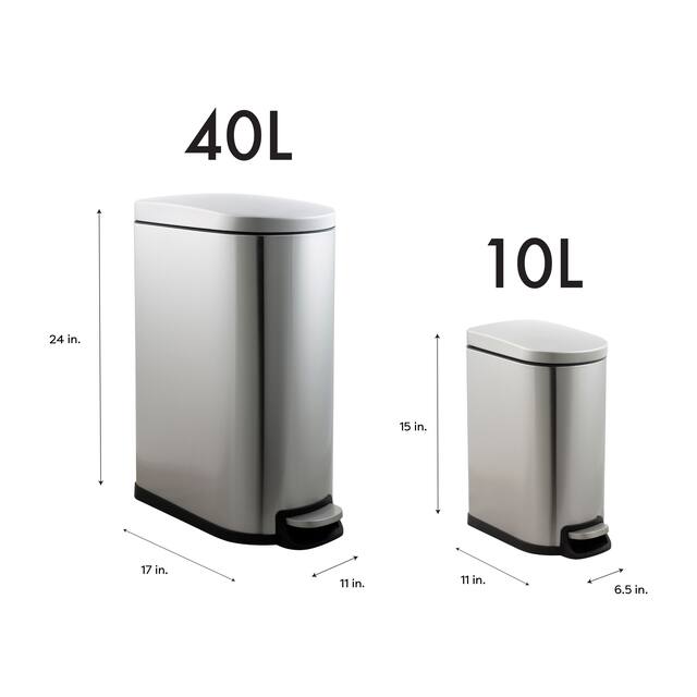 Organize It All 2 Pack 40 Liter and 10 Liter Dust Bins in Stainless Steel
