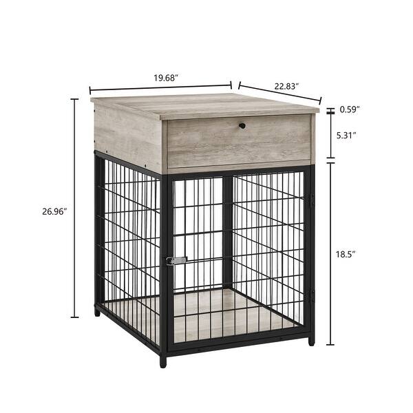 Wooden Dog Crate Pet Kennel End Table Storage Console with 1 Drawer ...