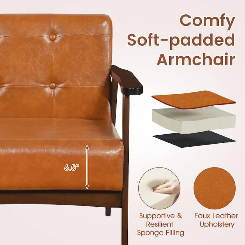 Costway 2PCS Accent Chair Button Tufted Mid-century Modern Lounge - See Details