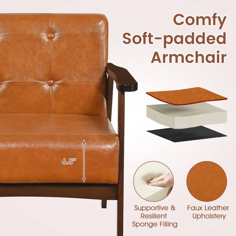Costway Accent Chair Button Tufted Mid-century Modern Lounge Chair - See Details