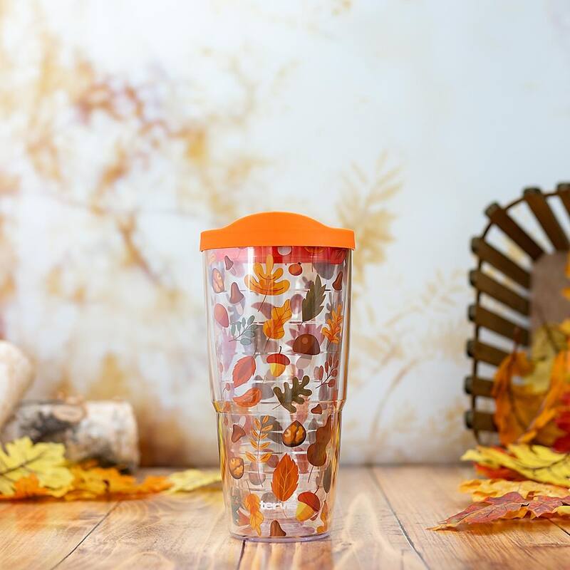 Tervis Awesome Autumn Fall Leaves Made in USA Double Walled Insulated Travel Tumbler, Classic