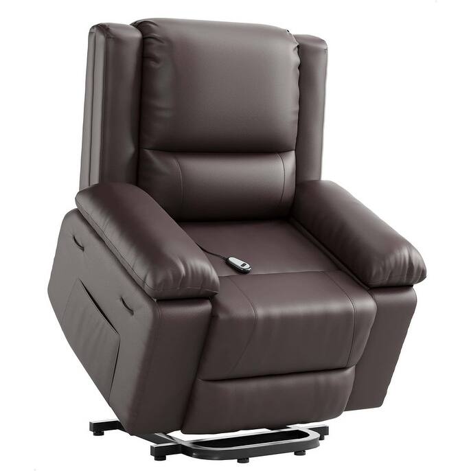 Leather Power Lift Recliner with Heat & Massage, Pockets for Elderly