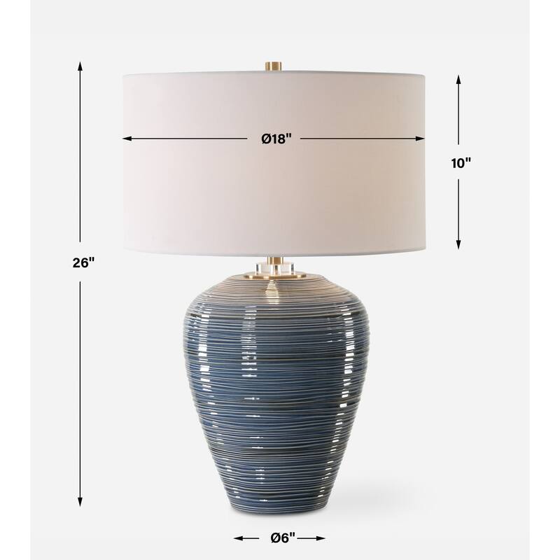 Uttermost Moher Glossy Blue Table Lamp - 26'' H X 18'' W X 18'' D