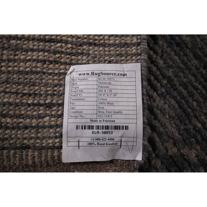 Grey Moroccan Area Rug Handmade Oriental Wool Carpet - 5'10"x 10'0"