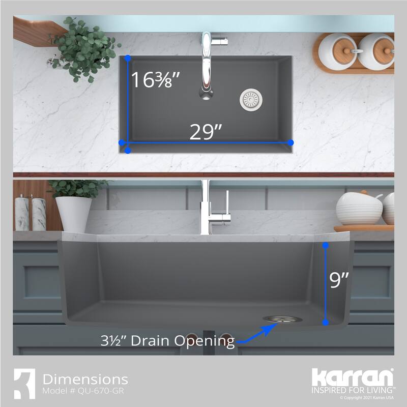 Karran Undermount Quartz Single-bowl Kitchen Sink