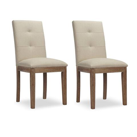 Momei Solid Wood Tufted Dining Chair (Set of 2) Beige
