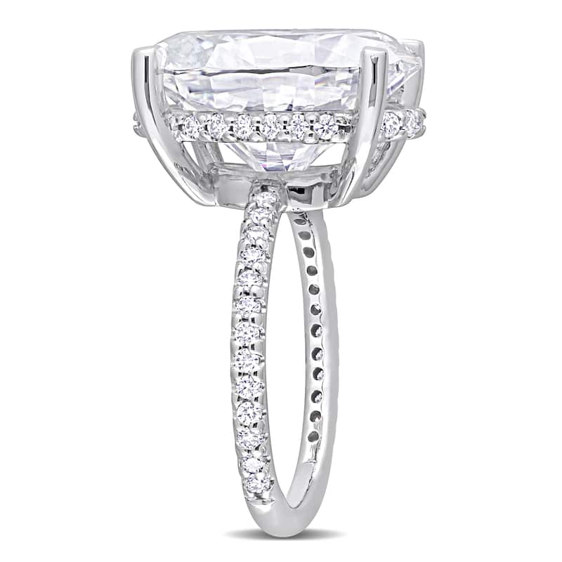 Miadora 8ct DEW Oval Created Moissanite Engagement Ring in 10k White Gold