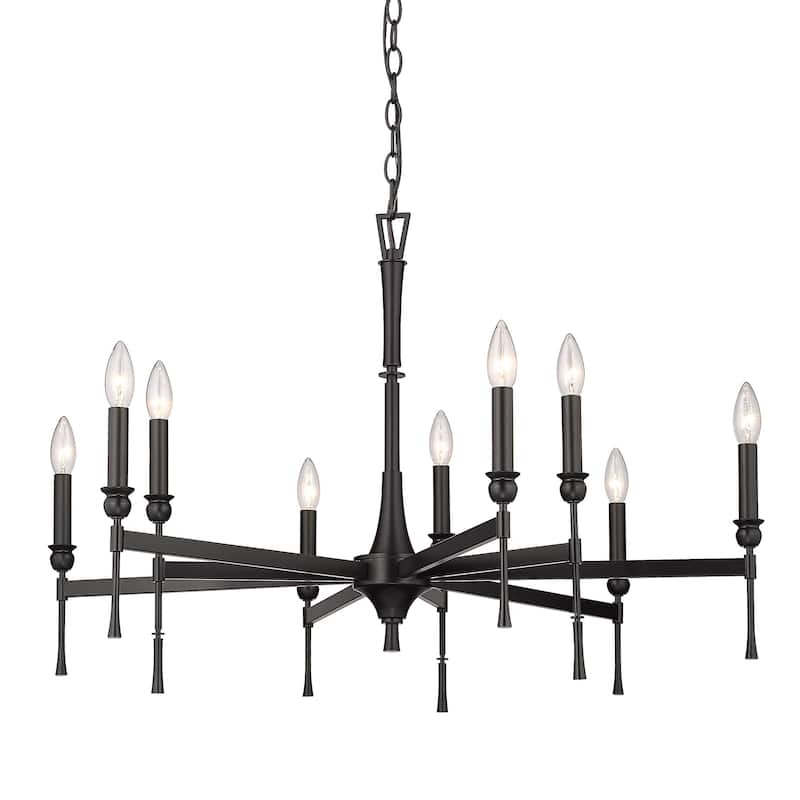 Golden Lighting 3509-9 Landon 9 Light 34" Wide Taper Candle Style - Matte Black