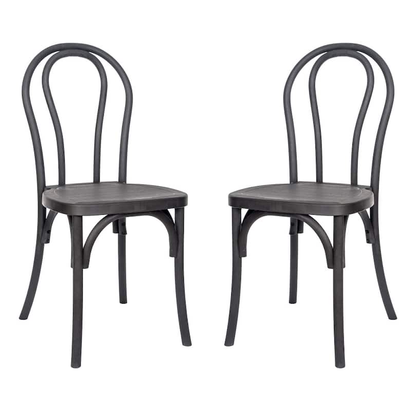 2PK Indoor/Outdoor Commercial Grade Wood Look Resin Thonet Style Chair - 16.5"W x 19.25"D x 36"H