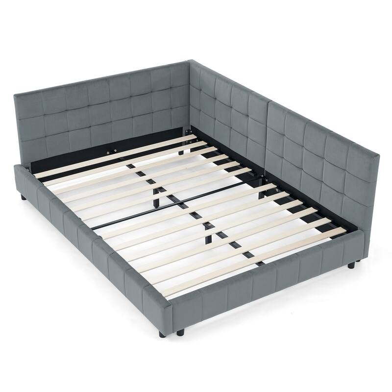 Upholstered Tufted Bed Frame Velvet Fabric Daybed