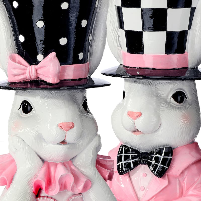 13.5" Resin Boy And Girl Bunny Bust Planter Set of 2