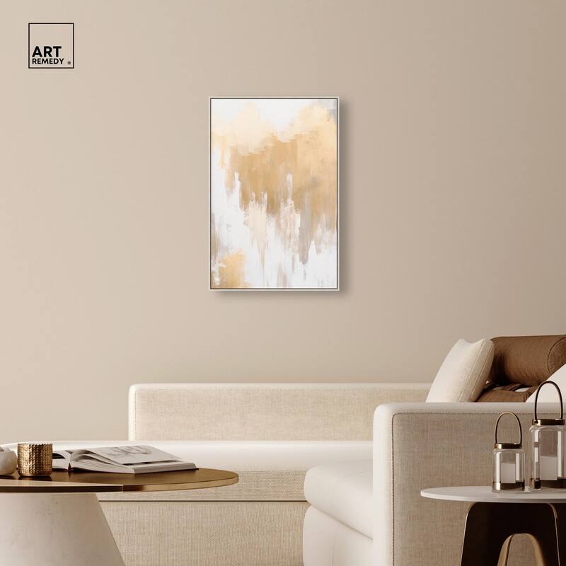 Soft Grey Glam Gold Canvas by Art Remedy