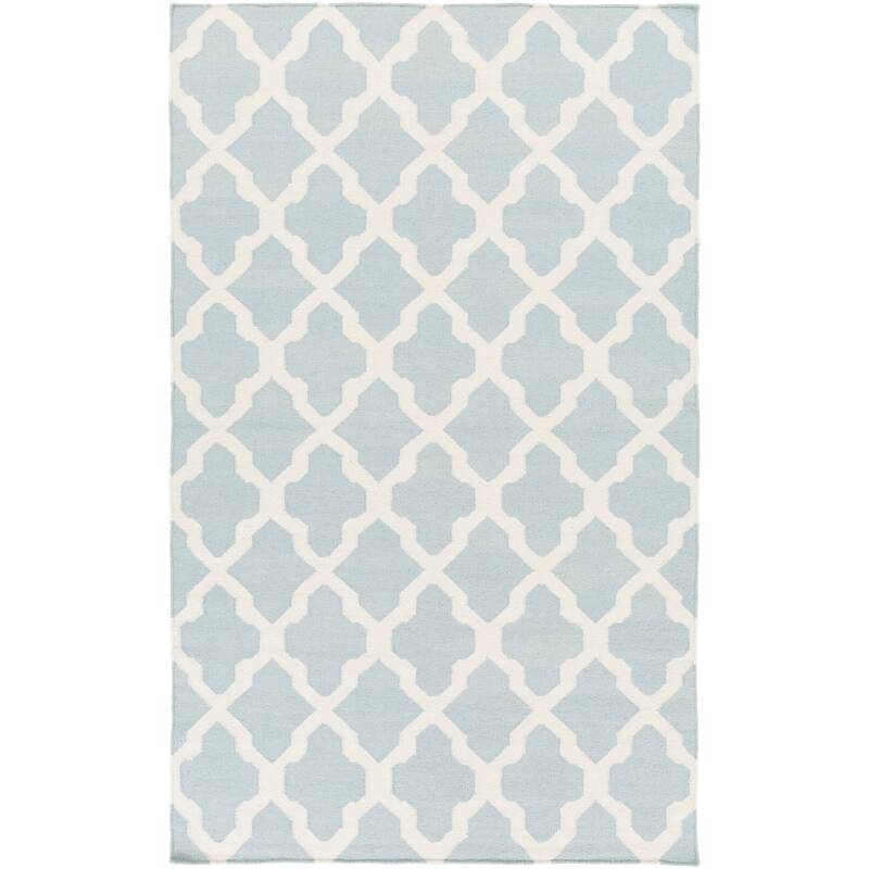 Hand-Woven Ashley Lattice Reverisble Flatweave Wool Area Rug - 5' x 8'