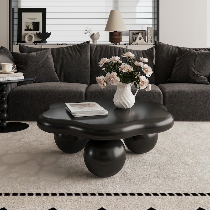 35" Cloud Shaped Modern Minimalist Coffee Table with Spherical Legs