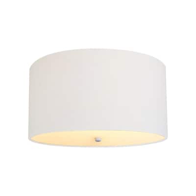 Moderne Flush Mount Conversion Kit 18"w White Linen Shallow Drum Lampshade