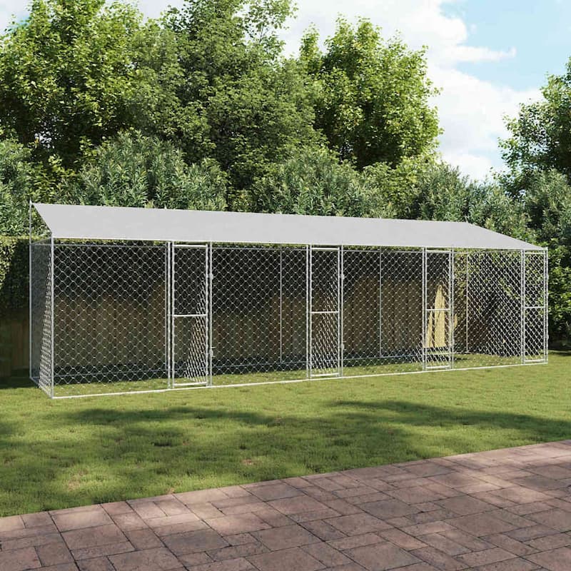 Dog Cage Silver 400/600/800 x 200 x 256 cm Galvanised Steel - 800 x 200 x 256 cm