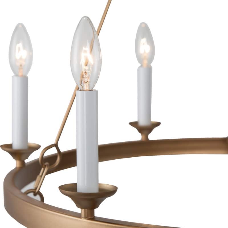 Rustic Farmhouse 6-light Wagon Wheel Chandelier Candle Ceiling Lighting Dining Room Entryway - L26.4" xW26.4 "xH25.6"