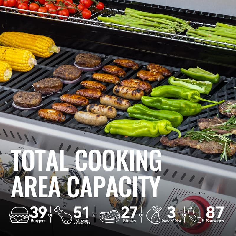 Royal Gourmet 6-Burner Cabinet Style Grill Gas Grill with Sear & Side Burner, 74000BTU, Olive Green