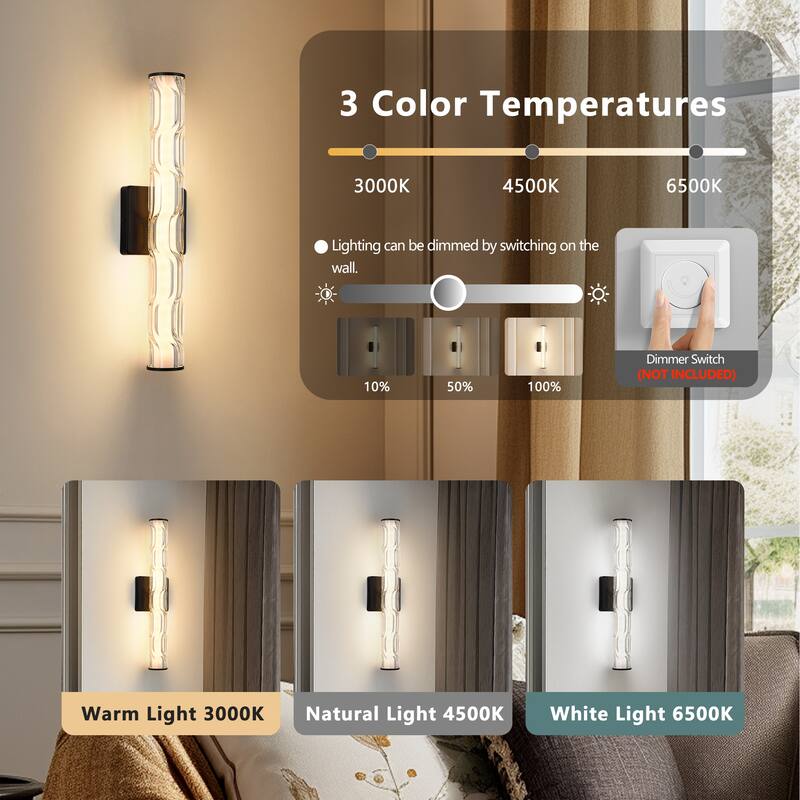 19.7-Inch Modern Black Wall Sconce Set of 2