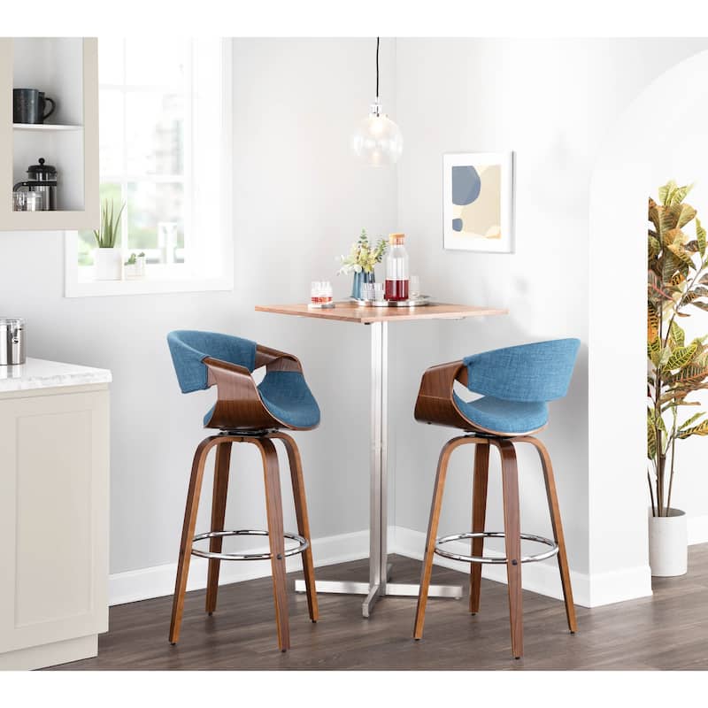 Carson Carrington Sauda 30" Fixed-Height Bar Stool with Bent Wood Legs and Round Footrest (Set of 2)
