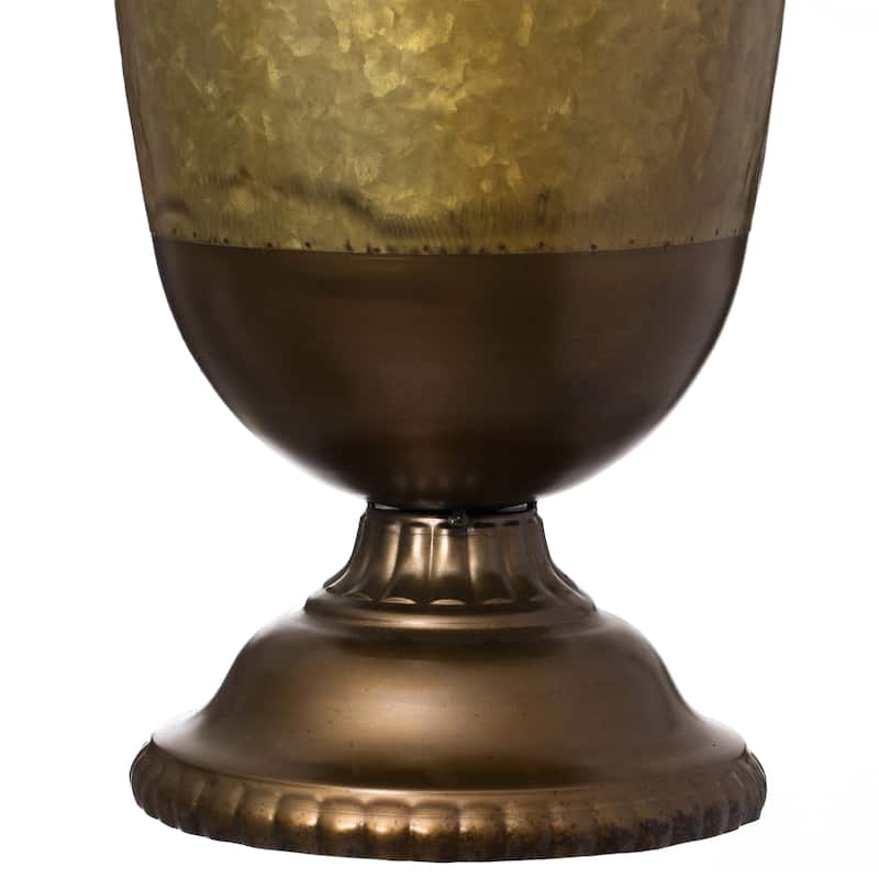Decorative Antique Style 1 Handle Metal Jug Floor Vase - Vintage Inspired Rustic Design for Entryway, Living Room, Tall Vase