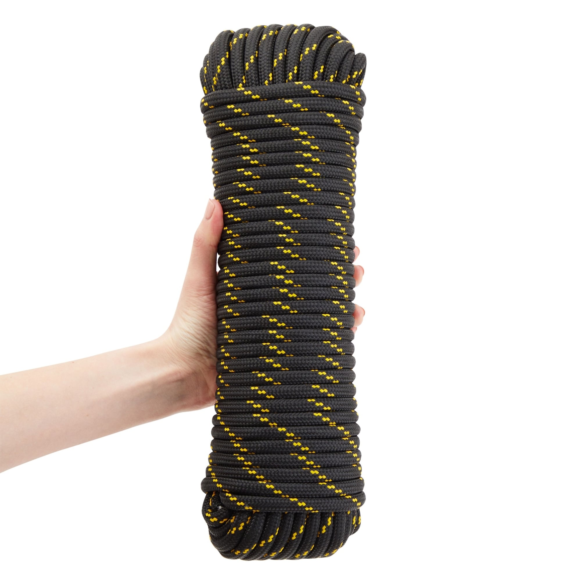 Built Industrial 3/8 inch x 100 ft Diamond Braided Rope for Knot Tying Practice, Camping, Boats, Trailer Tie Down (Polyester)