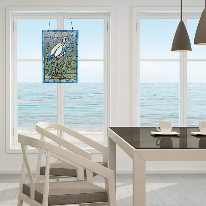 River of Goods River of Goods 18-Inch Majestic Crane Stained Glass Window Panel - 12" x 0.25" x 18"
