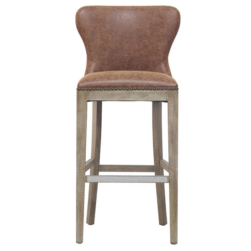 NPD Furniture Dorsey Brown and Grey Nubuck Bar Stool