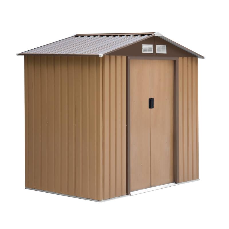 7' x 4' Outdoor Storage Shed, Garden Tool House w/ Foundation Kit Vents