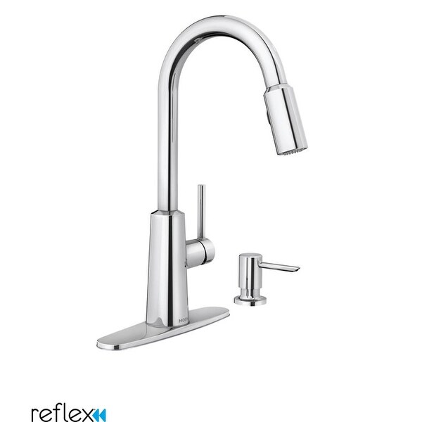 Moen 87066 Nori Pullout Spray High-Arc Kitchen Faucet with Soap Dispenser and Reflex Technology