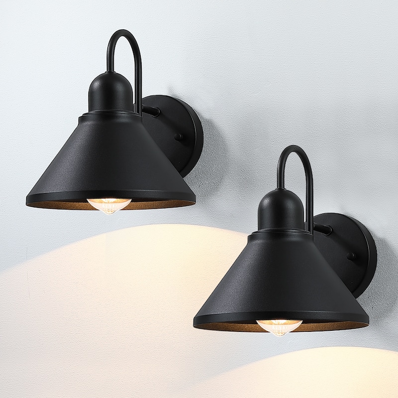 1-Light Black Outdoor Wall Sconce Gooseneck Barn Light set of 2 - 8.2in wide - 8.2in wide