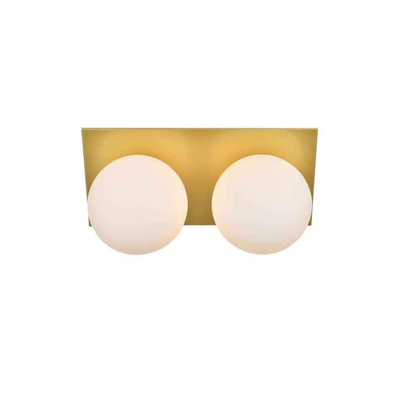 Jinzo 1 Light Black and Frosted White Bath Sconce - Brass - 14