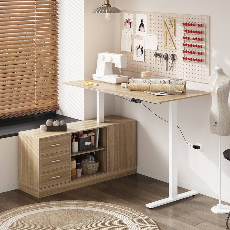 Super-Sized Standing Desk with Electric Lift - 63"x31.5"PC Desktop Electric Height Adjustable Standing Desk