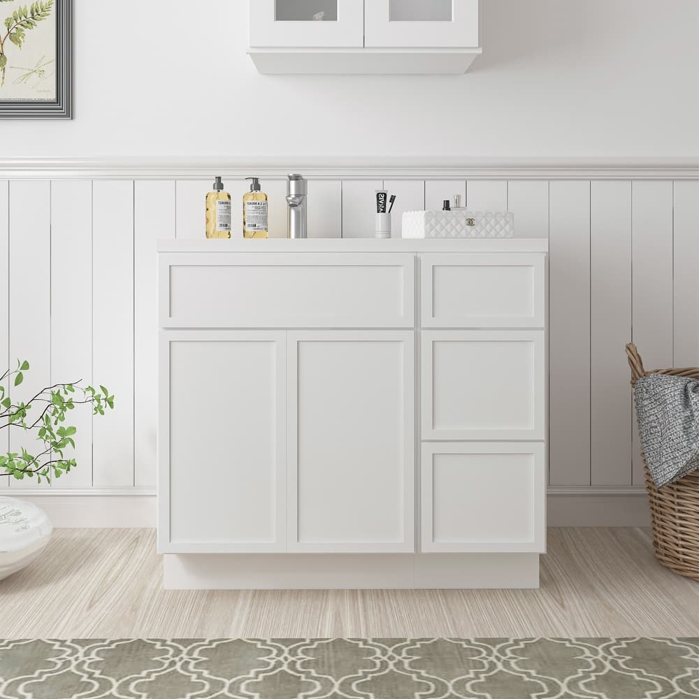 Vanity Art 36" Oak Freestanding Bathroom Vanity Cabinet without Top