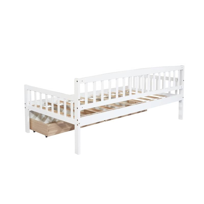Twin Size Pine Wood Daybed with two Storage Drawers