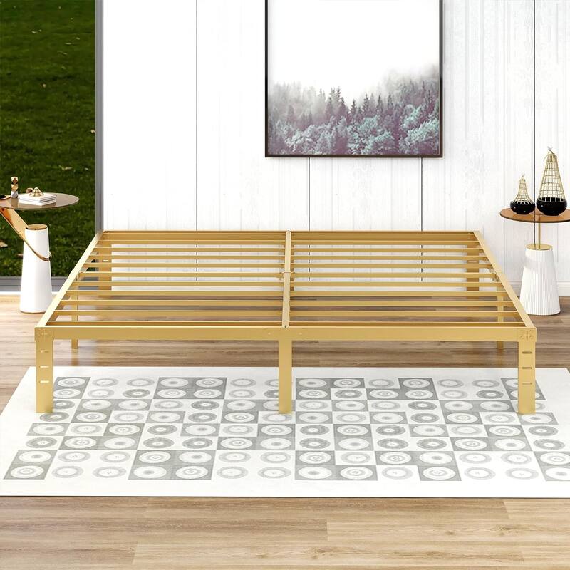 alazyhome 14 inch Metal Platform Bed Frame Steel Slat