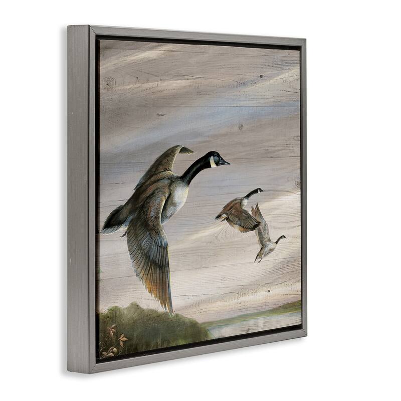 Stupell Flying Geese over Rustic Framed Floater Canvas Wall Art Design By Ruane Manning