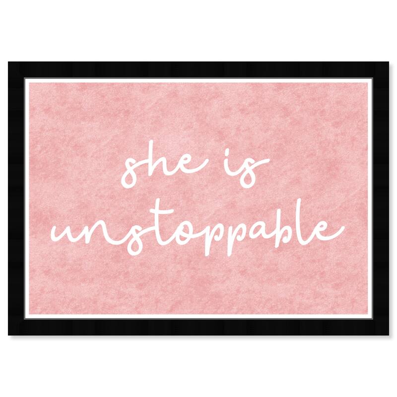 Wynwood Studio Prints Typography and Quotes She is Unstoppable Pink and Glam Wall Art Canvas Print