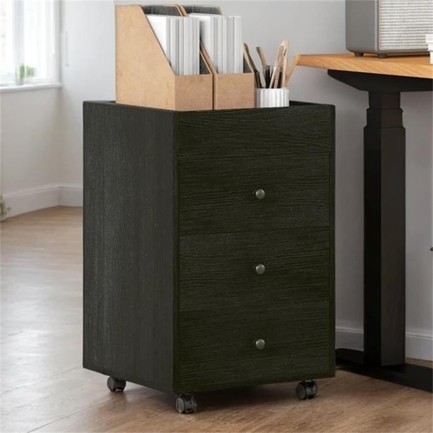 3 Drawer Storage Cabinet, Office Drawer on Wheels with Removable Tray