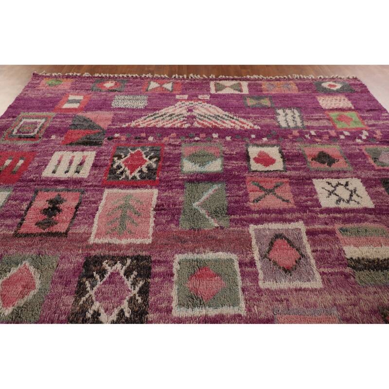 Purple Tribal Moroccan Oriental Large Area Rug Handmade Wool Carpet - 9'3" x 14'6"