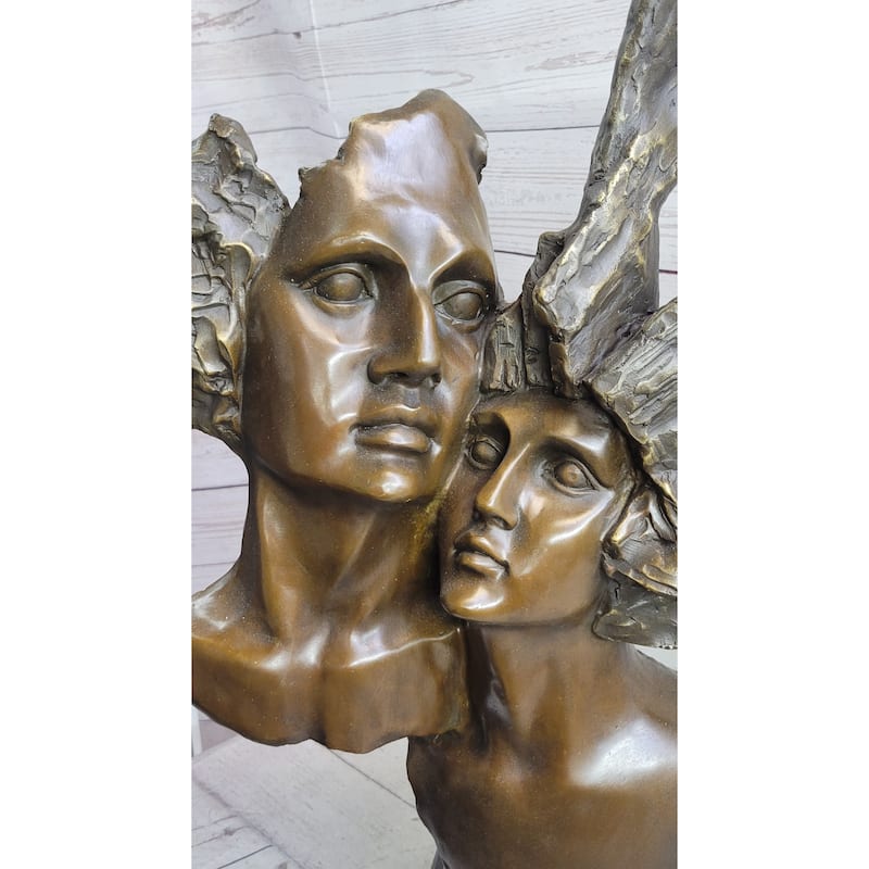 Abstract Bronze Metal Bust Statue Sculpture Of Couple Romantic Romance Original Art